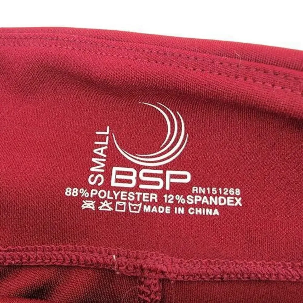 BSP Red Leggings With Gold Accents And‎ Mesh Bottoms Size Small